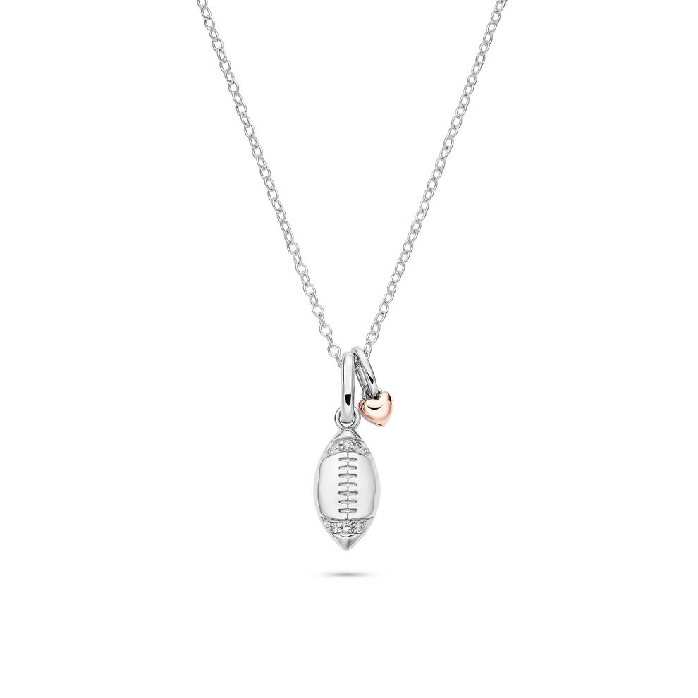 Lab Grown Diamond Accent Football Pendant in Sterling Silver &amp; 10K Rose Gold – Image 1 of 5