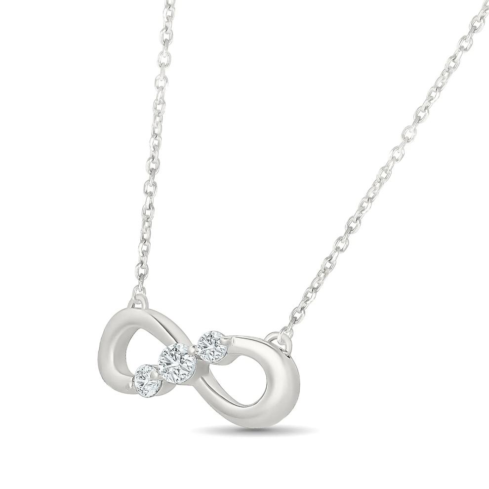 Diamond Infinity Pendant Necklace in Sterling Silver (1/10 ct. tw.) – Image 3 of 4