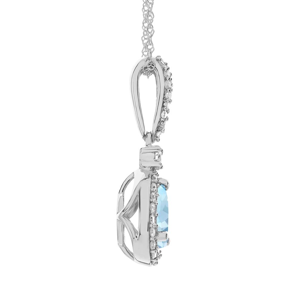 Aquamarine and Diamond Pendant in 10K White Gold (1/5 ct. tw.) – Image 2 of 3