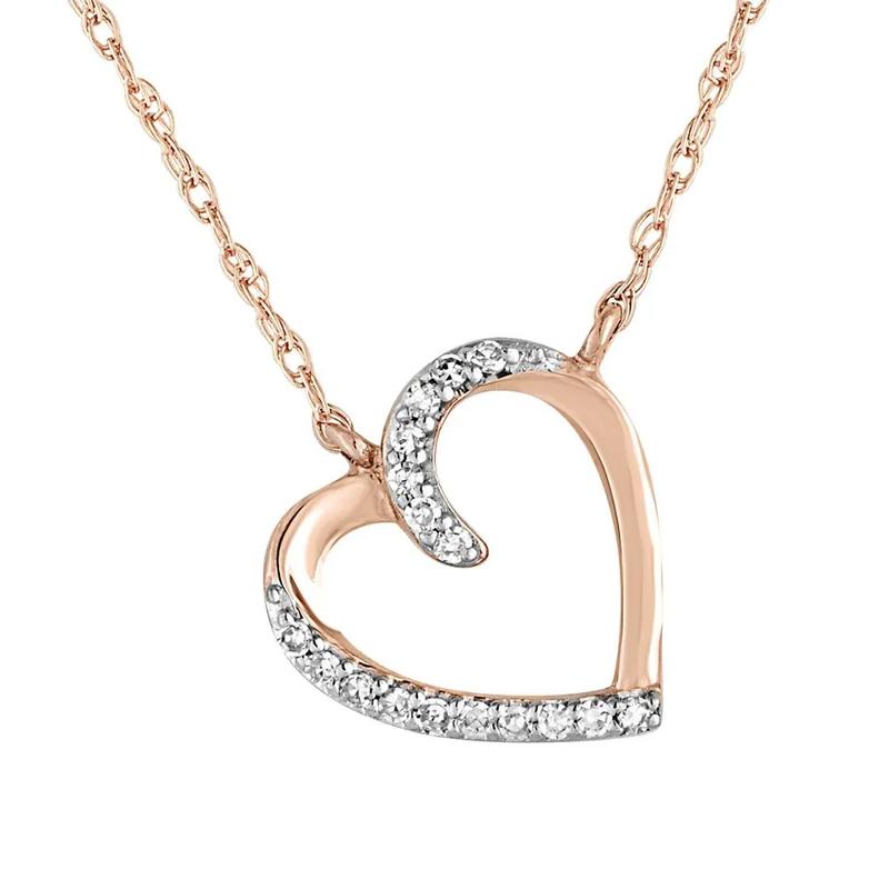 Diamond Heart Pendant in 10K Rose Gold – Image 1 of 1