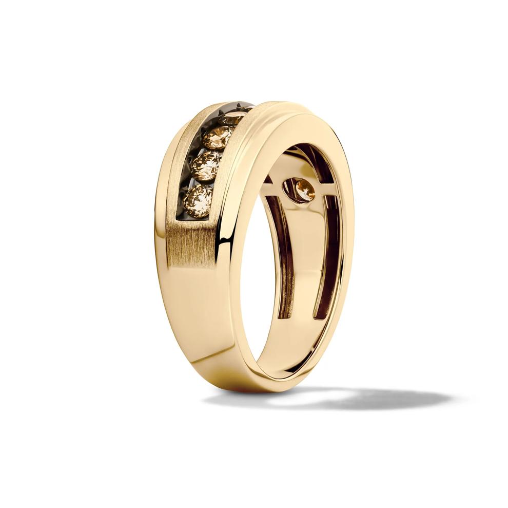 Men&rsquo;s Champagne Diamond Band in 10K Yellow Gold – Image 3 of 4
