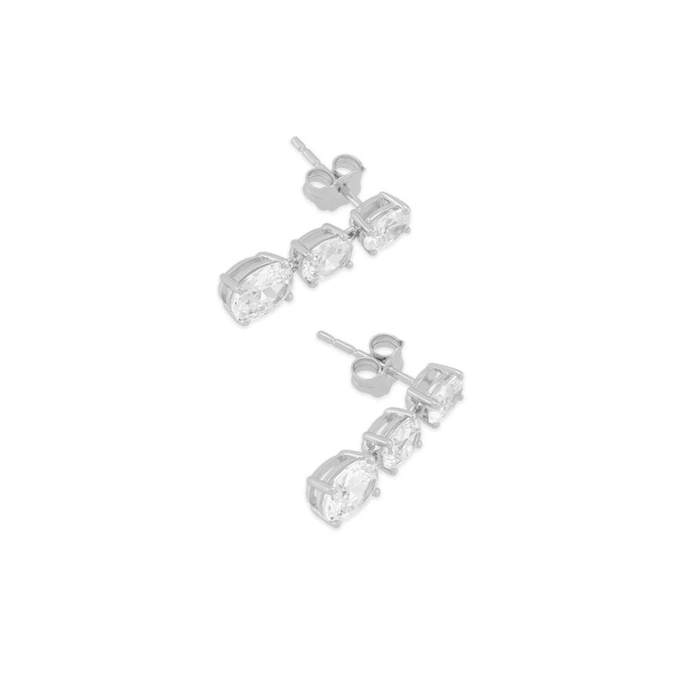 Lab Grown Diamond Graduated Three-Stone Drop Earrings in 10K White Gold (2 ct. tw.) – Image 3 of 3