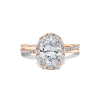 Lab Grown Diamond Oval Halo Engagement Ring in 14K Rose Gold (2 1/2 ct. tw.)
