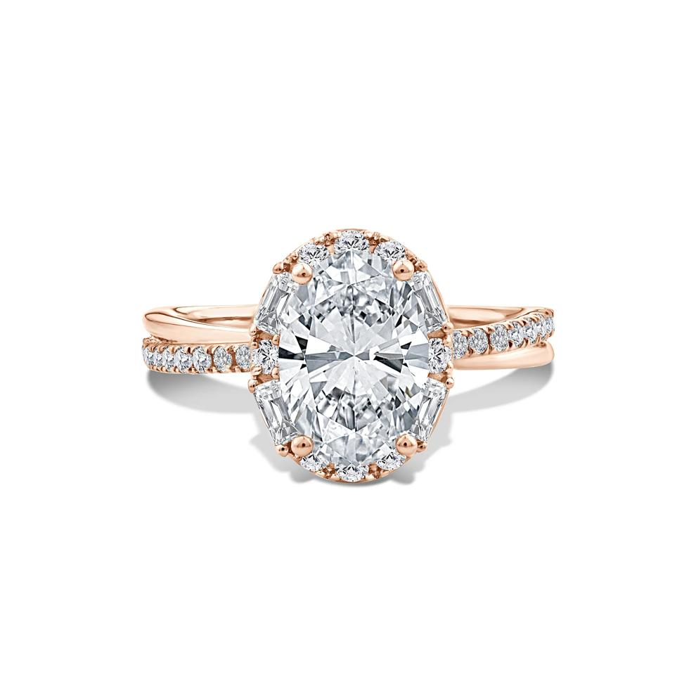 Lab Grown Diamond Oval Halo Engagement Ring in 14K Rose Gold (2 1/2 ct. tw.) – Image 1 of 4