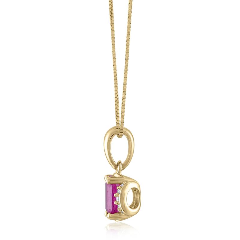Ruby and Diamond Accent Pendant in 14K Yellow Gold – Image 2 of 3