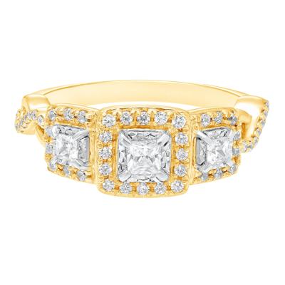 Princess-Cut Diamond Three-Stone Ring in 10K Yellow Gold (1/2 ct. tw.)