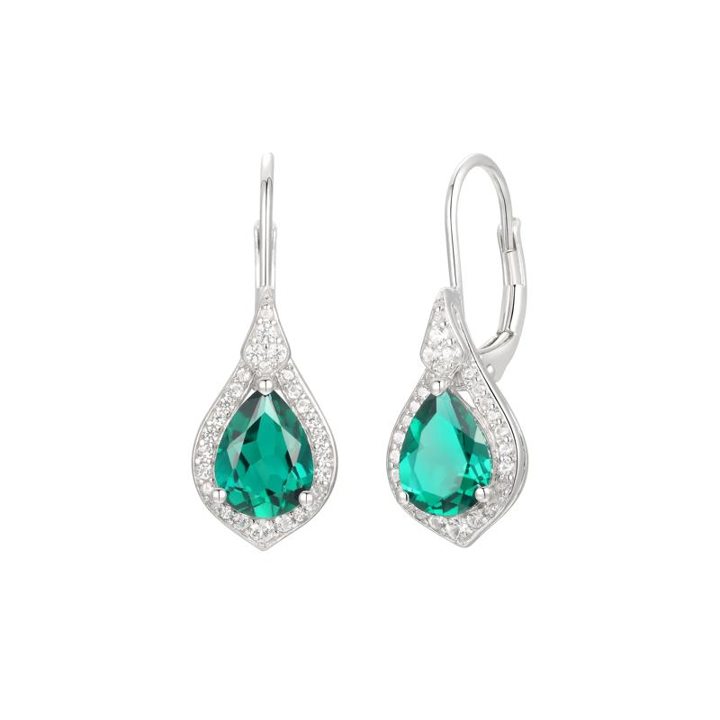 Pear-Shaped Lab Created Emerald Earring, Pendant &amp; Ring Set in Sterling Silver – Image 8 of 9