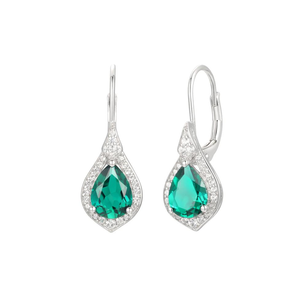 Pear-Shaped Lab Created Emerald Earring, Pendant &amp; Ring Set in Sterling Silver – Image 8 of 9