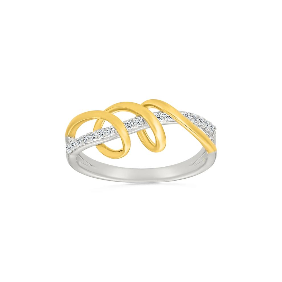 Diamond Twist Ring in Sterling Silver and 10K Yellow Gold (1/8 ct. tw.) – Image 1 of 4