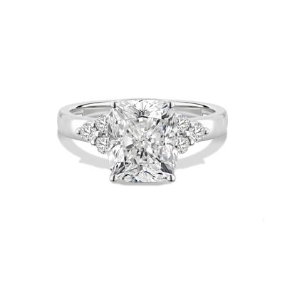 Lab Grown Diamond Elongated Cushion Center Engagement Ring in 14K White Gold (3 3/8 ct. tw.)