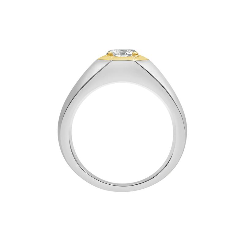 Men&#39;s Lab Grown Diamond Solitaire Brushed Band in 10K White Gold &#40;1 ctw.&#41; – Image 2 of 4