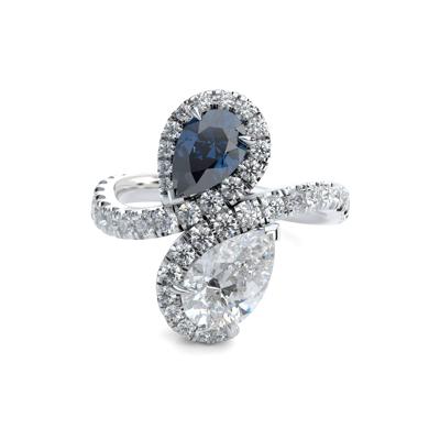Lab Grown Diamond Fancy Blue & White Pear-Shaped Engagement Ring in Platinum  (2 1/2 ct. tw.)