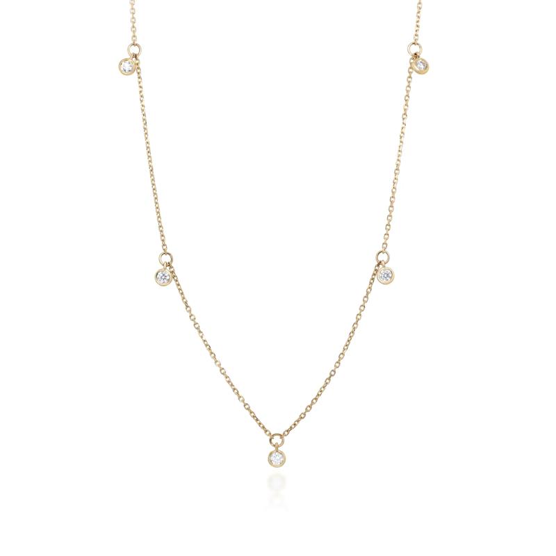 Diamond Bezel Dangle Necklace in 10K Yellow Gold &#40;1/4 ct. tw.&#41; – Image 1 of 3