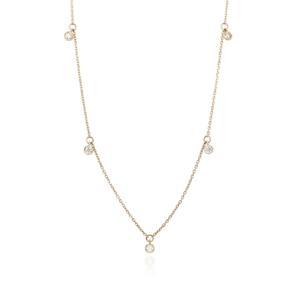 Diamond Bezel Dangle Necklace in 10K Yellow Gold (1/4 ct. tw.) – Image 1 of 3
