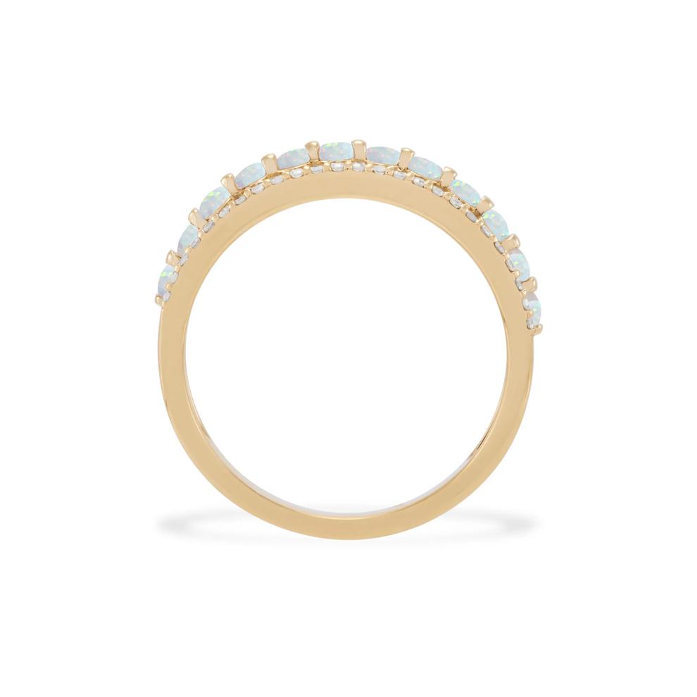 Opal &amp; Diamond Band in 10K Yellow Gold (1/7 ct. tw.) – Image 2 of 4