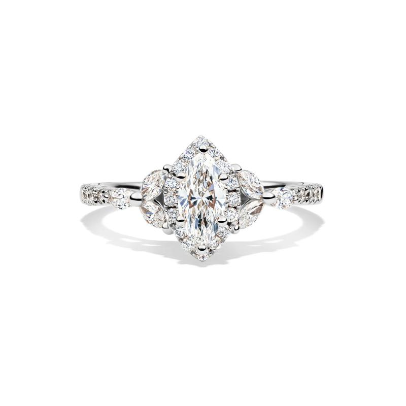 1 ct. tw. Marquise-Shaped Halo Diamond Engagement Ring in 14K White Gold – Image 1 of 4