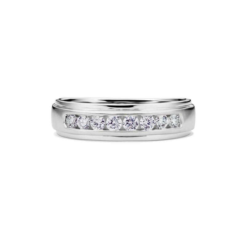 Men&rsquo;s Lab Grown Diamond Wedding Band with Channel Setting in 10K White Gold &#40;1/2 ct. tw.&#41; – Image 1 of 4