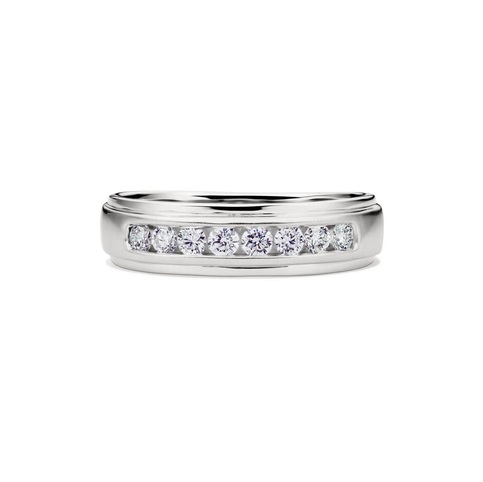 Men&rsquo;s Lab Grown Diamond Wedding Band with Channel Setting in 10K White Gold (1/2 ct. tw.) – Image 1 of 4