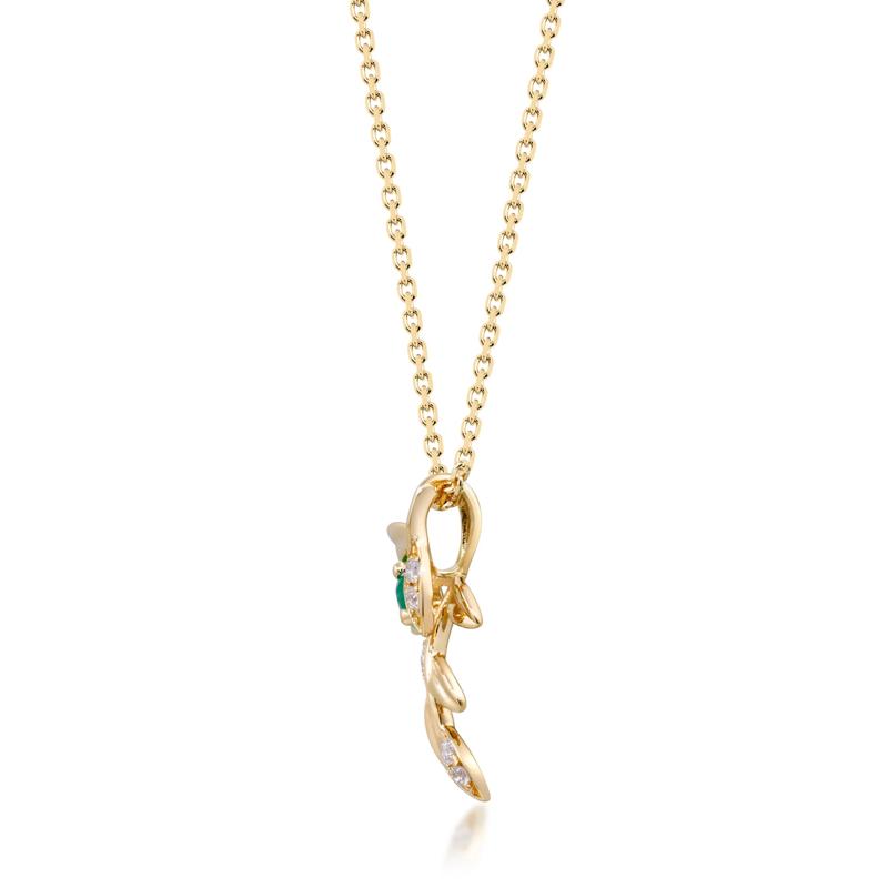 Emerald and Diamond Accent Laurel Necklace in 10K Yellow Gold – Image 2 of 3