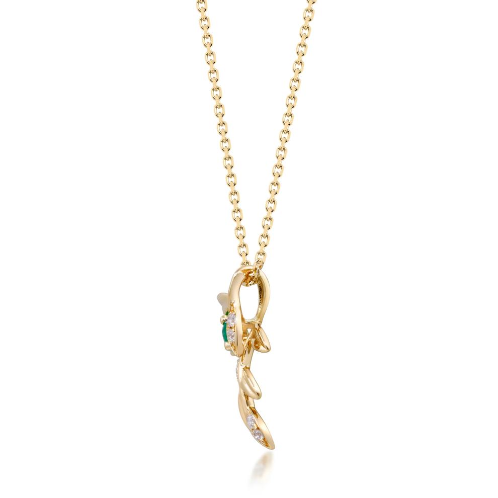 Emerald and Diamond Accent Laurel Necklace in 10K Yellow Gold – Image 2 of 3