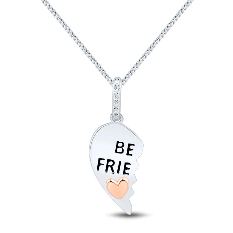 BE FRIE Half Heart Pendant in Sterling Silver and 14K Rose Gold – Image 1 of 3