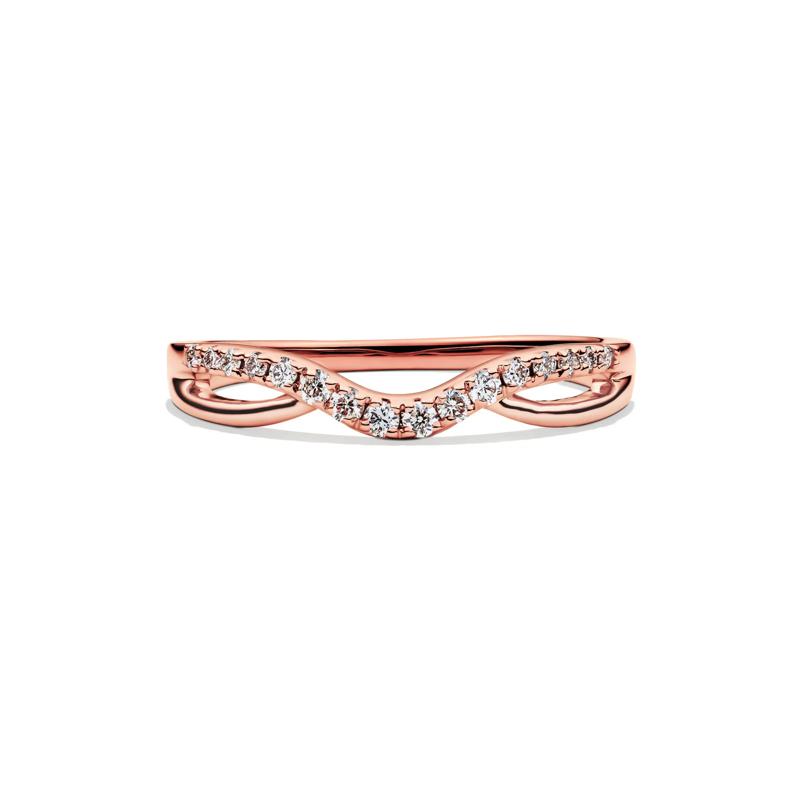 Diamond Contour Wedding Band in 14K Rose Gold &#40;1/7 ct. tw.&#41; – Image 1 of 4
