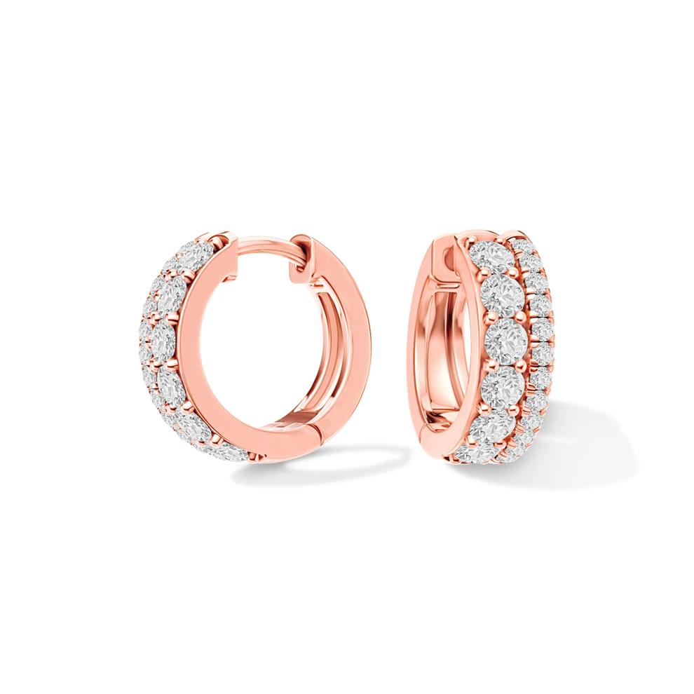 Lab Grown Diamond Double Row Hoop Earrings in 10K Rose Gold (1 1/4 ct. tw.) – Image 1 of 3