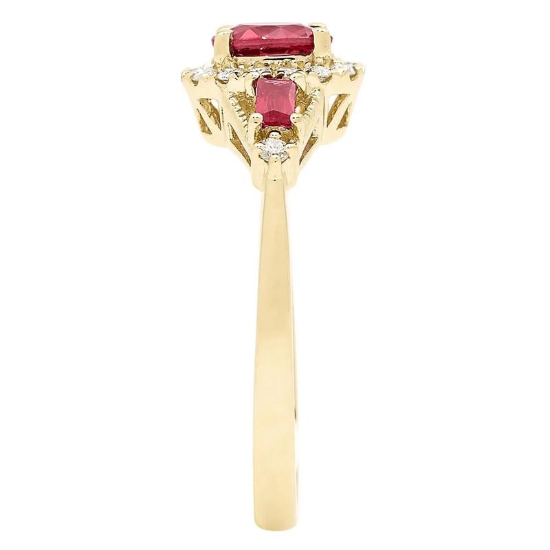 Ruby &amp; 1/7 ct. tw. Diamond Ring in 10K Yellow Gold – Image 3 of 3