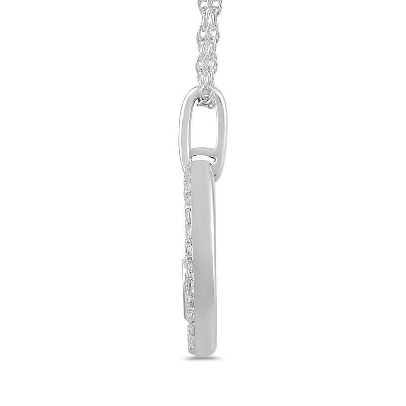 Diamond Heart Lock Pendant in Sterling Silver &#40;1/4 ct. tw.&#41; – Image 2 of 3