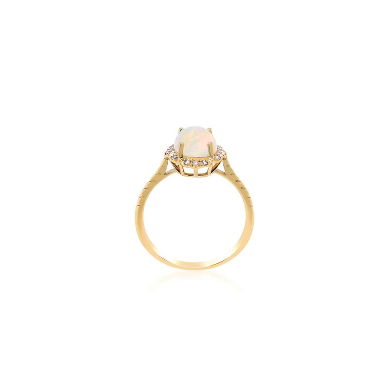 Oval-Shaped Opal and Diamond Ring in 10K Yellow Gold – Image 2 of 4