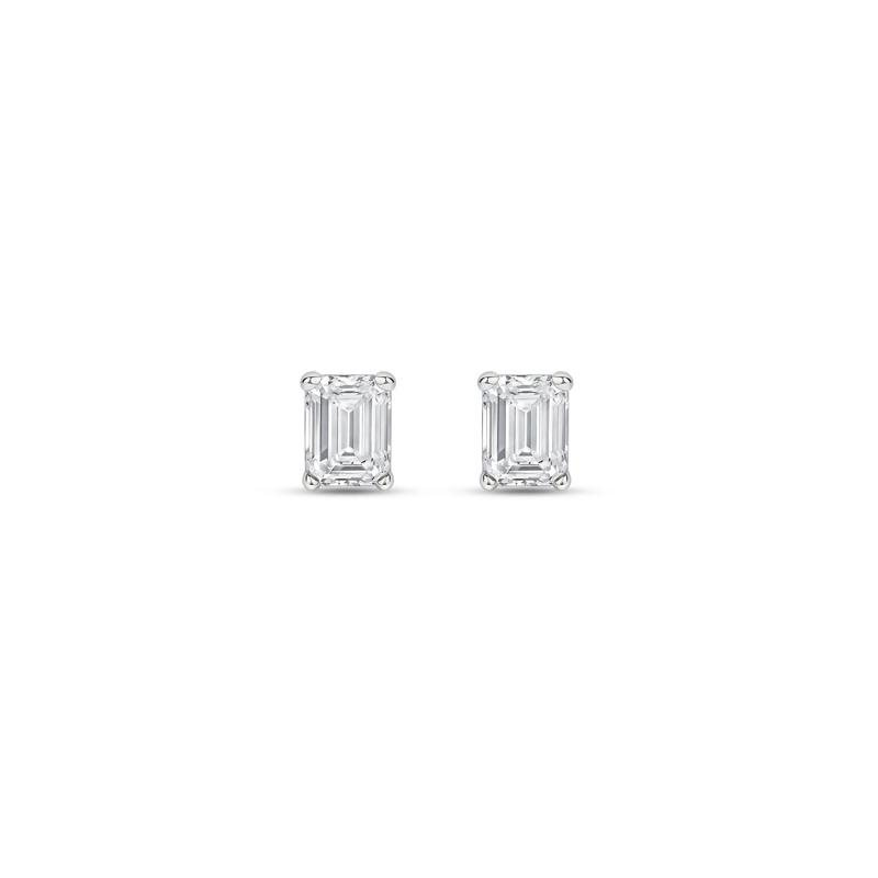 Lab Grown Diamond Emerald-Cut Solitaire Stud Earrings in 14K White Gold &#40;1/4 ct. tw.&#41; – Image 2 of 3