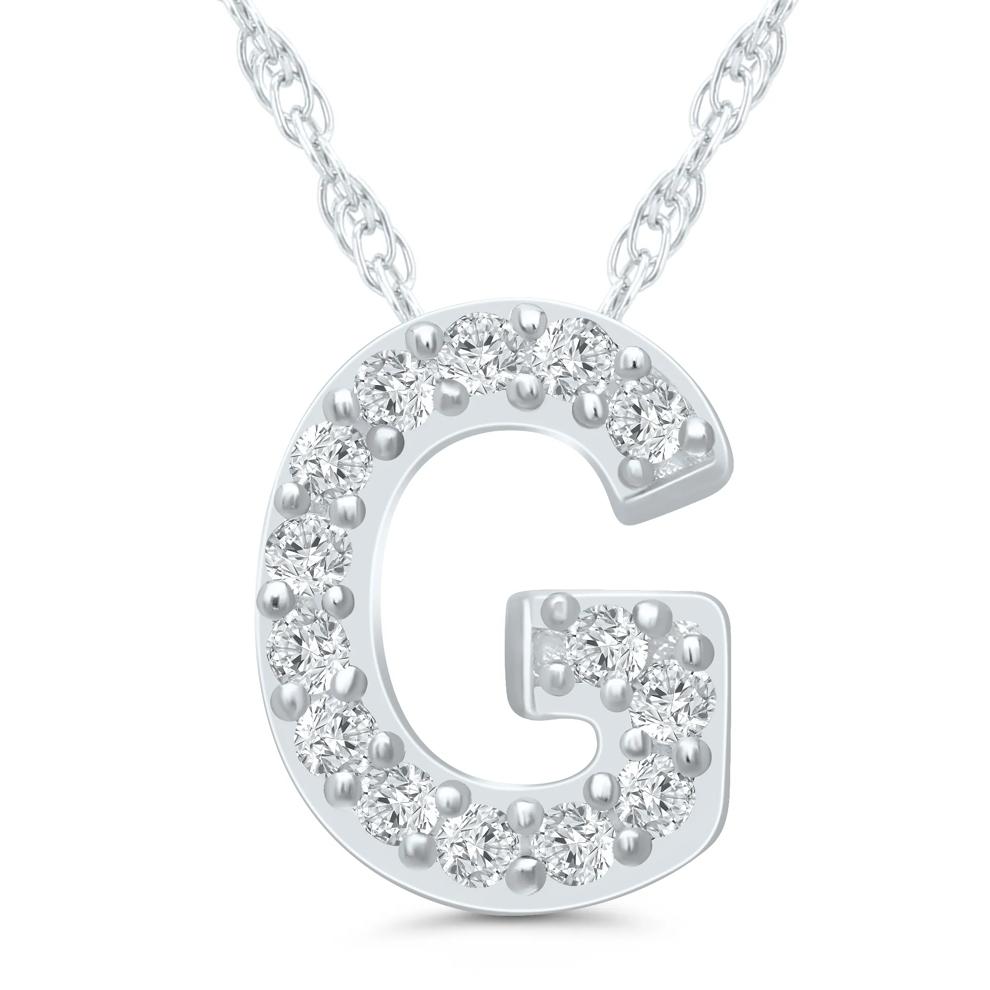 Diamond Accent Initial G Pendant in 10K White Gold – Image 1 of 3