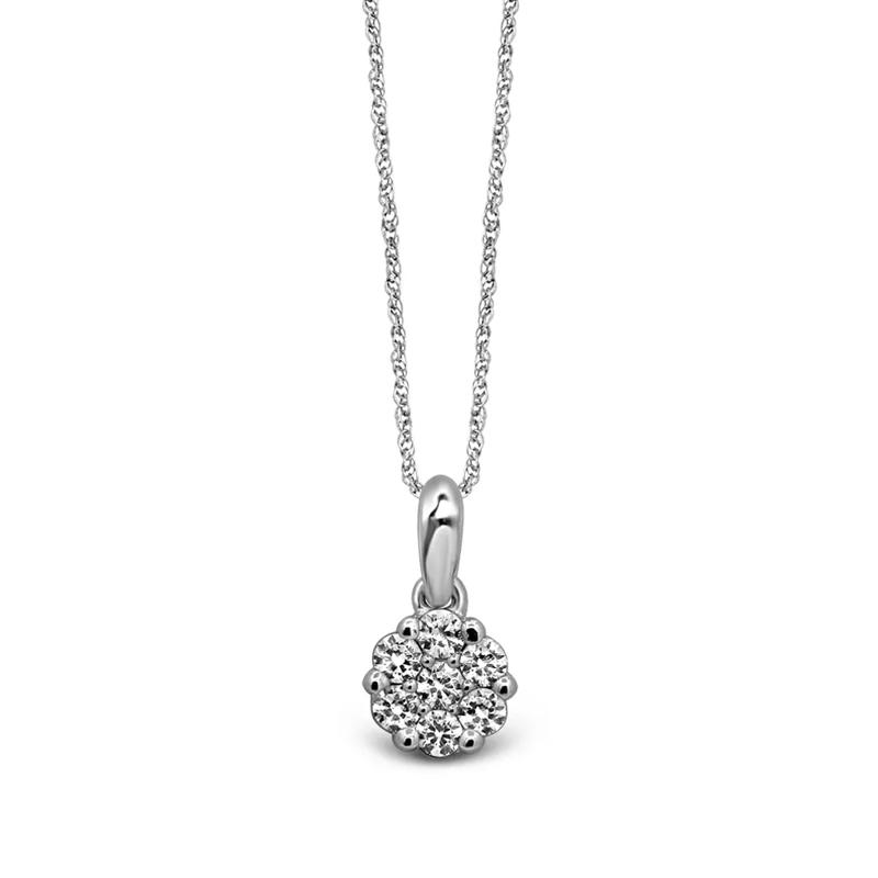 1/4 ct. tw. Diamond Flower Pendant in 10K White Gold – Image 1 of 2