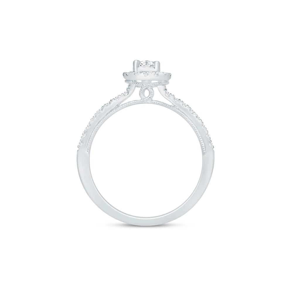 Diamond Pear Halo Engagement Ring in 10K White Gold (3/4 ct. tw.) – Image 2 of 3