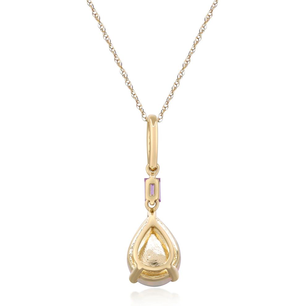 Opal, Pink Sapphire &amp; Diamond Accent Pendant Necklace in 10K Yellow Gold – Image 3 of 4