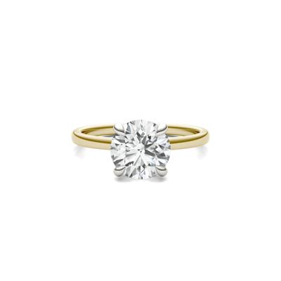 Lab-Created Moissanite Solitaire in 14K Yellow & White Gold