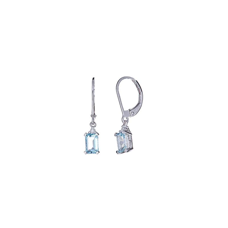 Aquamarine &amp; Diamond Drop Earrings in 14K White Gold – Image 1 of 1