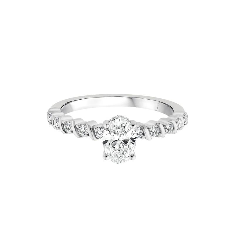 Lab Grown Oval Diamond Engagement Ring in 10K White Gold &#40;1 ct. tw.&#41; – Image 1 of 3