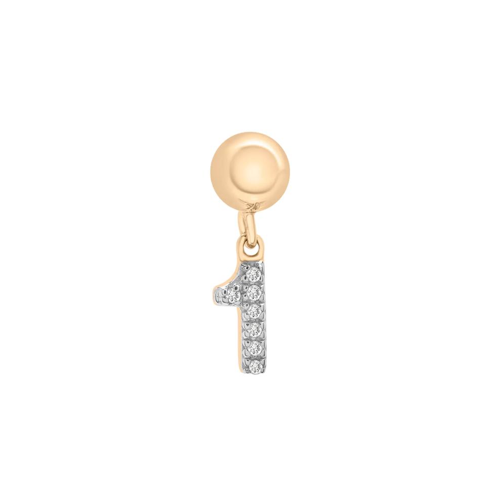Diamond Accent Number 1 Bead Charm in Vermeil – Image 1 of 3