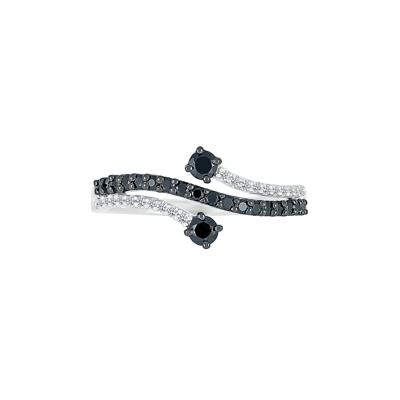 Black & White Promise Ring with Diamond Bypass Band in Sterling Silver (1/3 ct. tw.)