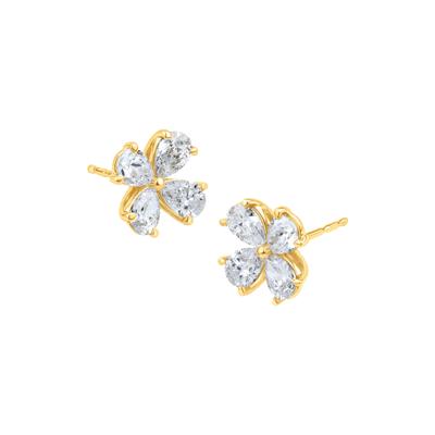 Lab Grown Diamond Flower Stud Earrings in 14K Yellow Gold (1 1/2 ct. tw.)