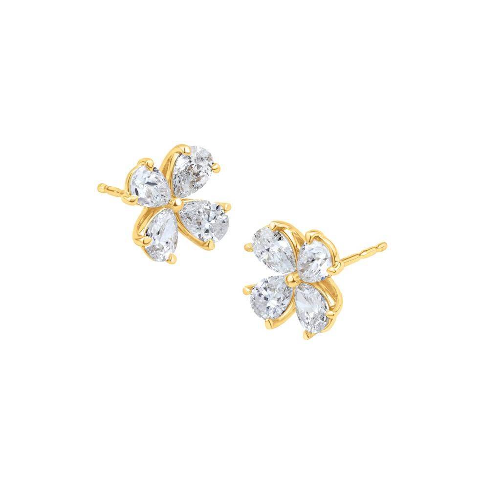 Lab Grown Diamond Flower Stud Earrings in 14K Yellow Gold (1 1/2 ct. tw.) – Image 1 of 2