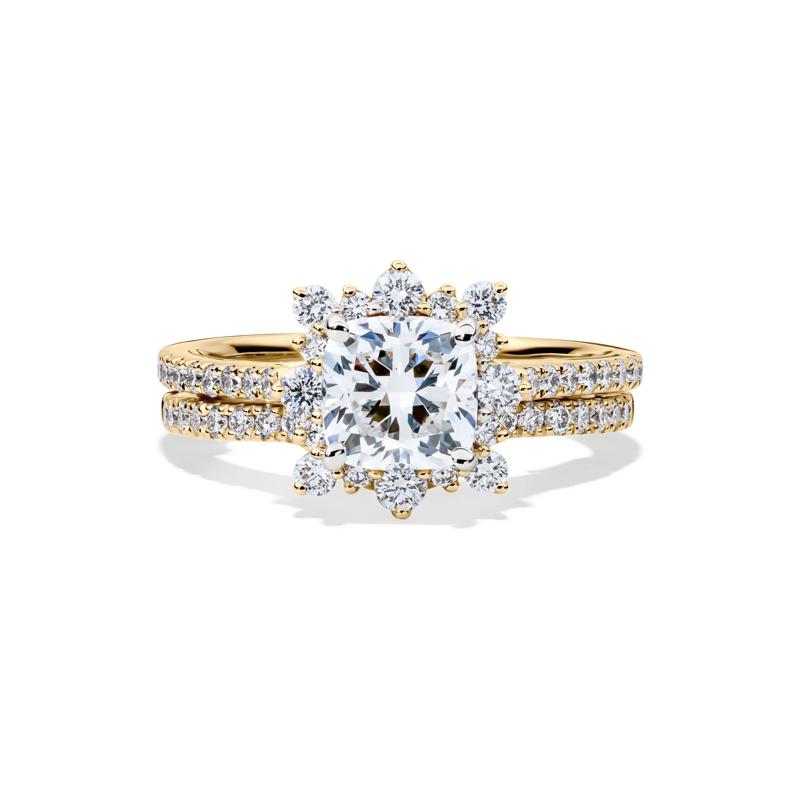 Valentina Cushion-Cut Lab Grown Diamond Halo Bridal Set in 14K Yellow Gold &#40;2 1/4 ct. tw.&#41;  – Image 1 of 6