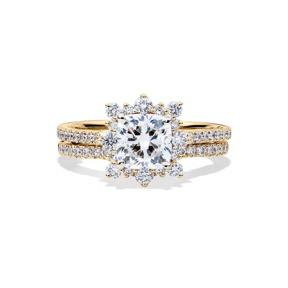Valentina Cushion-Cut Lab Grown Diamond Halo Bridal Set in 14K Yellow Gold (2 1/4 ct. tw.)  – Image 1 of 6