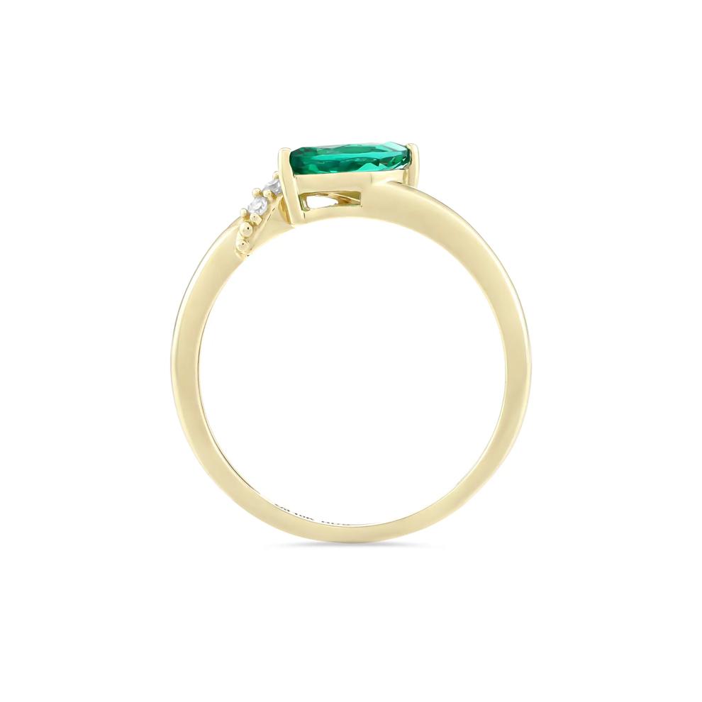 Lab-Created Emerald &amp; Diamond Accent Ring in 10K Yellow Gold – Image 2 of 4