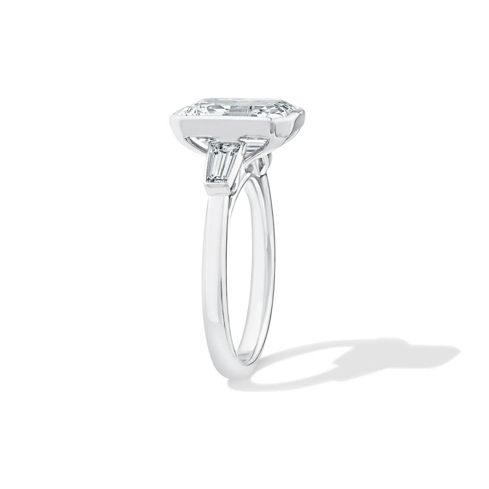 Lab Grown Diamond Emerald &amp; Baguette Engagement Ring in 14K White Gold (4 1/4 ct. tw.) – Image 3 of 4