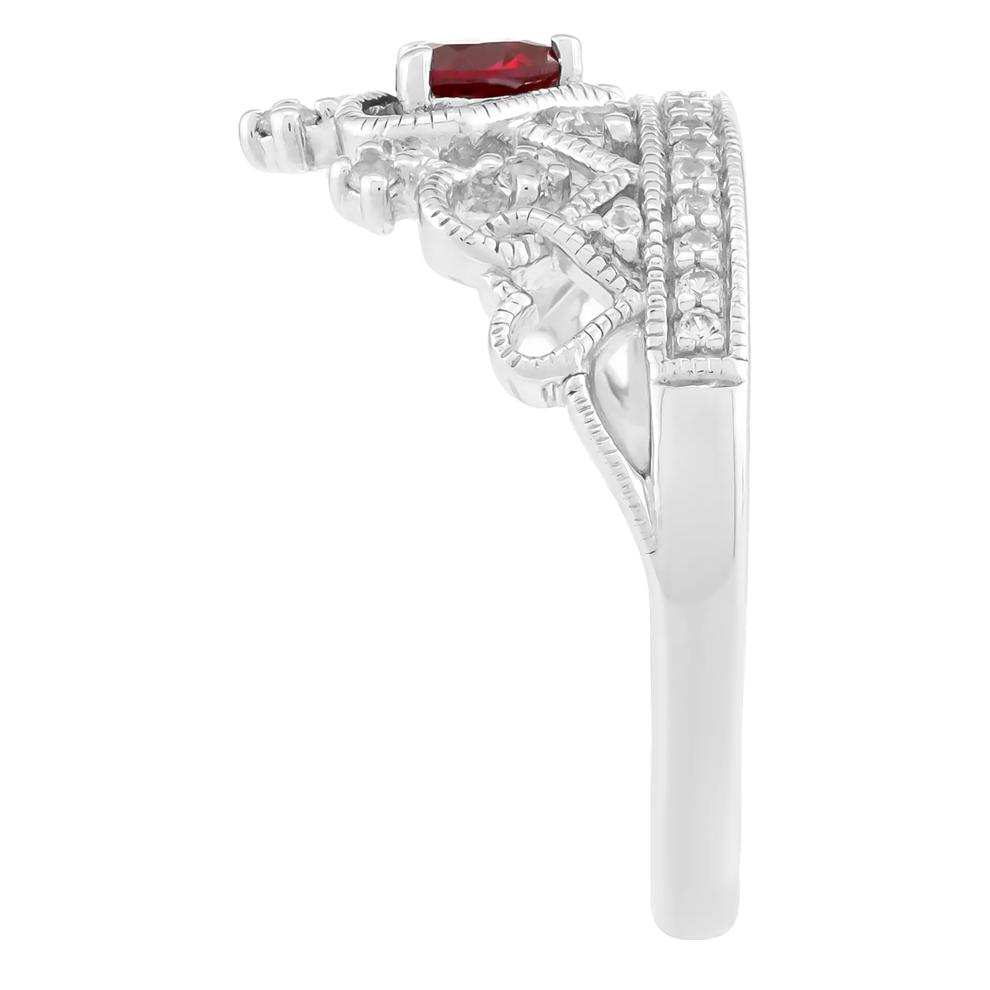 Lab-Created Ruby and Lab-Created White Sapphire Crown Ring in Sterling Silver – Image 3 of 3