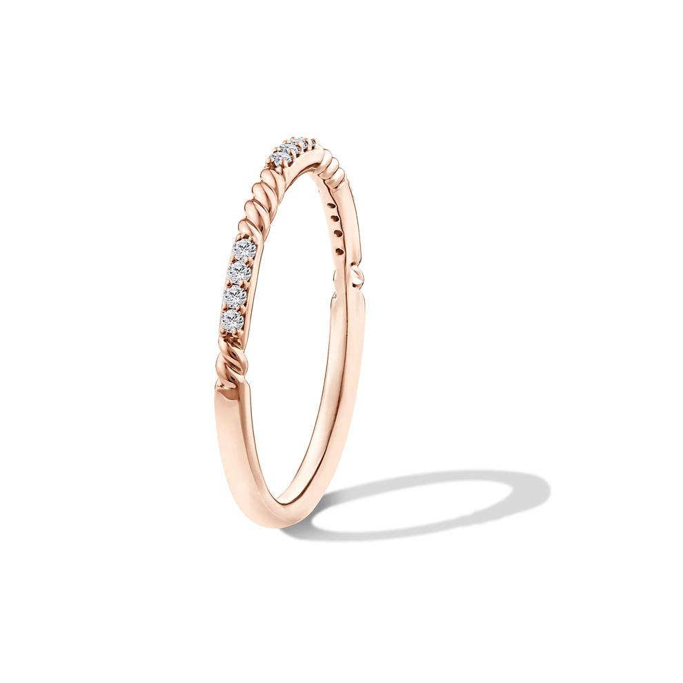 Diamond Twist Stack Wedding Band in 10K Rose Gold (1/10 ct. tw.) – Image 3 of 4