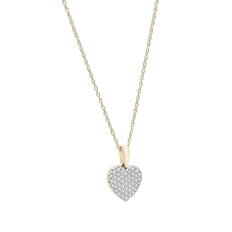 Pav&eacute; Diamond Heart Pendant in 10K Yellow Gold &#40;1/4 ct. tw.&#41; – Image 2 of 4