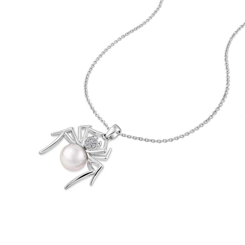 Freshwater Cultured Pearl &amp; Diamond Accent Spider Pendant in Sterling Silver – Image 4 of 4